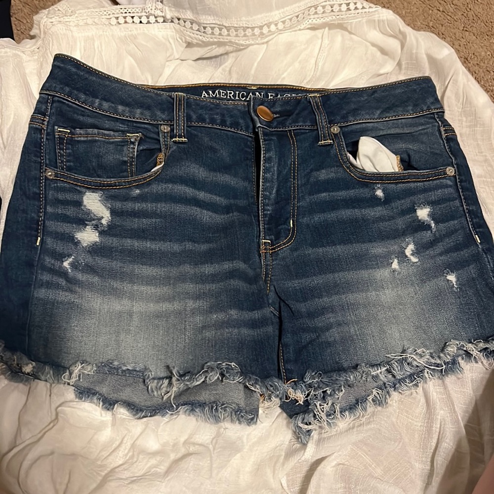 American Eagle Outfitters super stretch midi shorts.